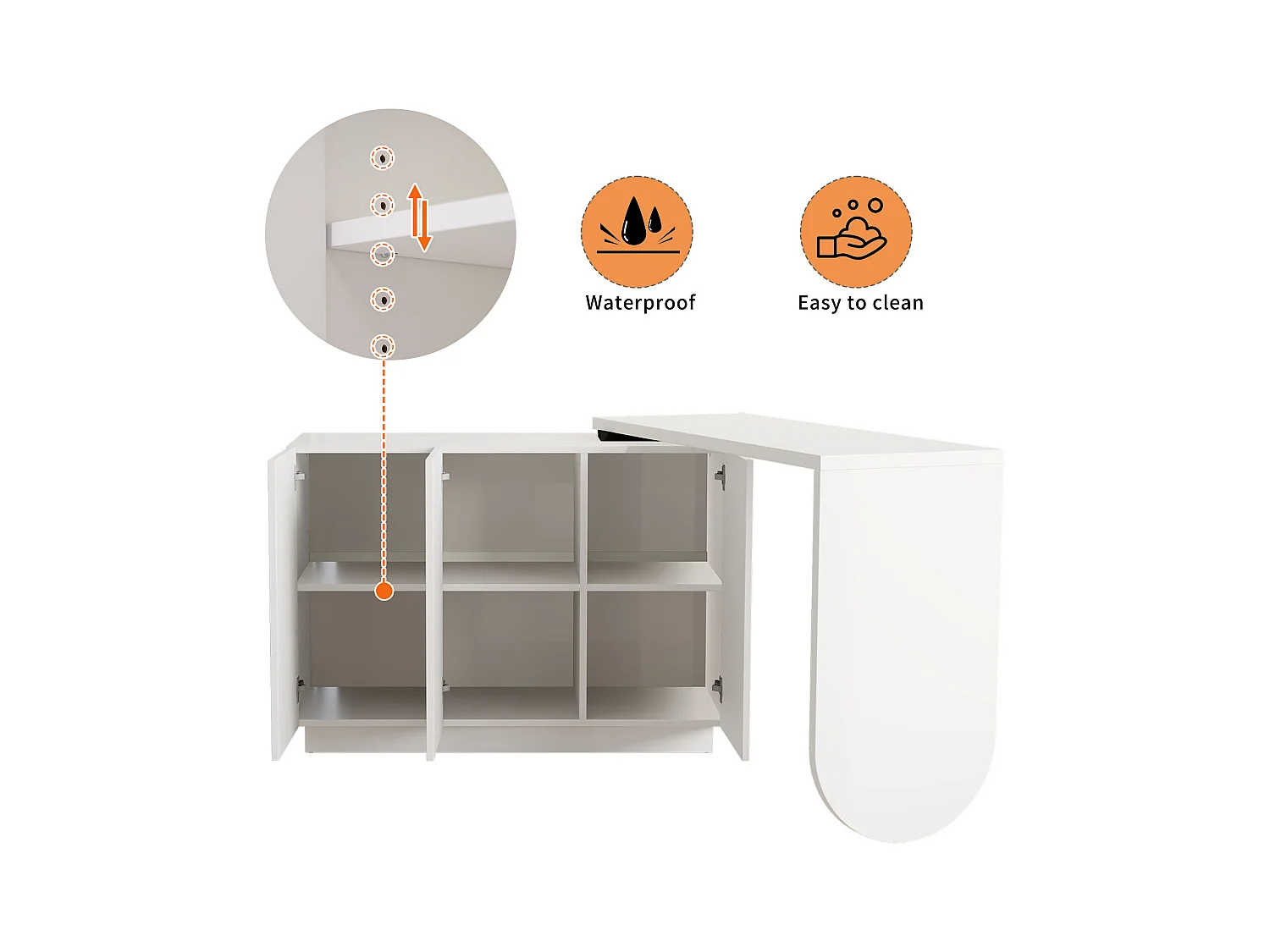 Bureau d’angle rotatif multifonction avec 3 tiroirs et rangement intégré, JO