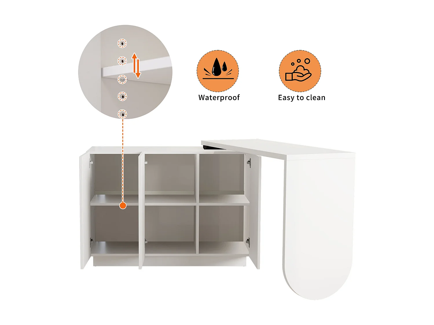 Bureau d’angle rotatif multifonction avec 3 tiroirs et rangement intégré, JO