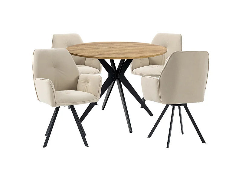 Ensemble de table à manger ronde avec 4 chaises, CLIFTOAKXSET