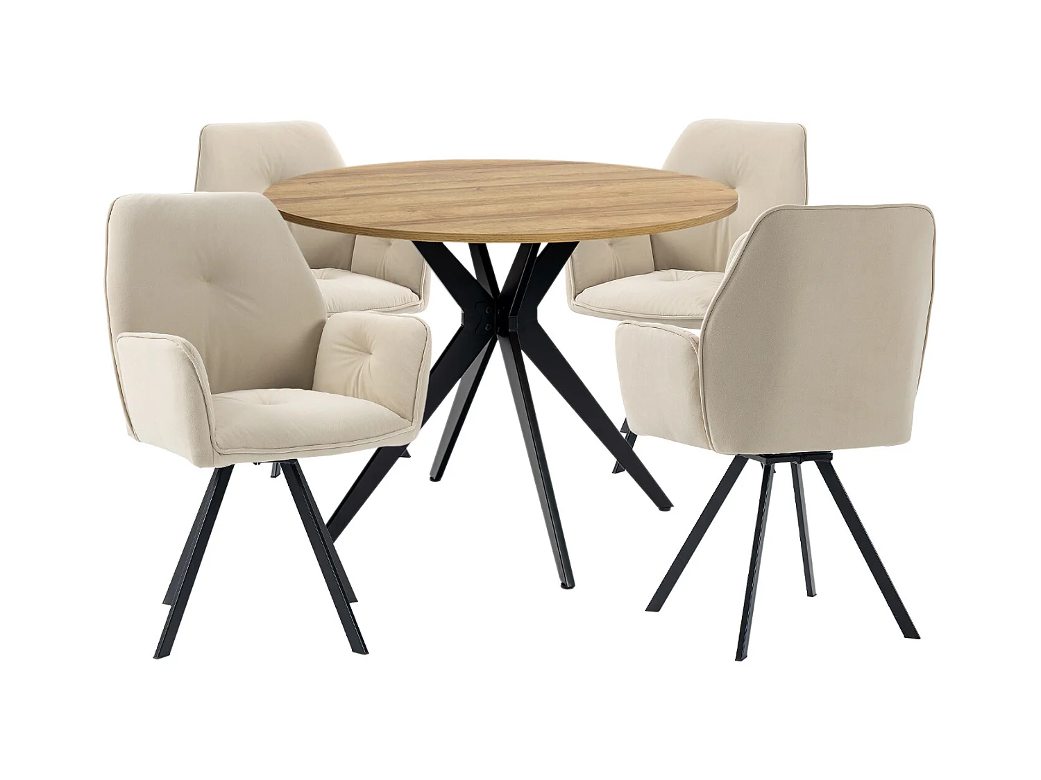 Ensemble de table à manger ronde avec 4 chaises, CLIFTOAKXSET