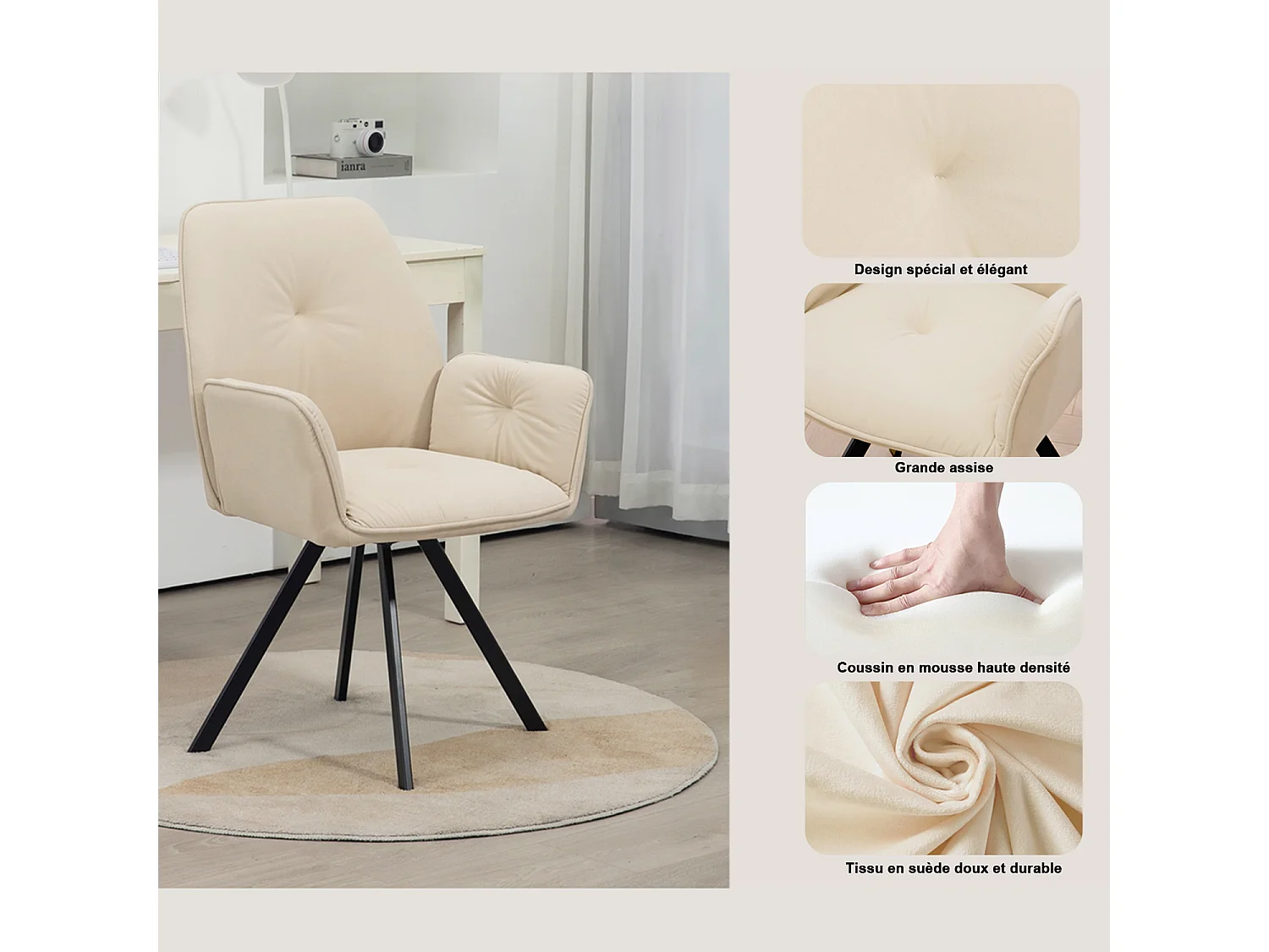 Ensemble de table à manger ronde avec 4 chaises, CLIFTOAKXSET