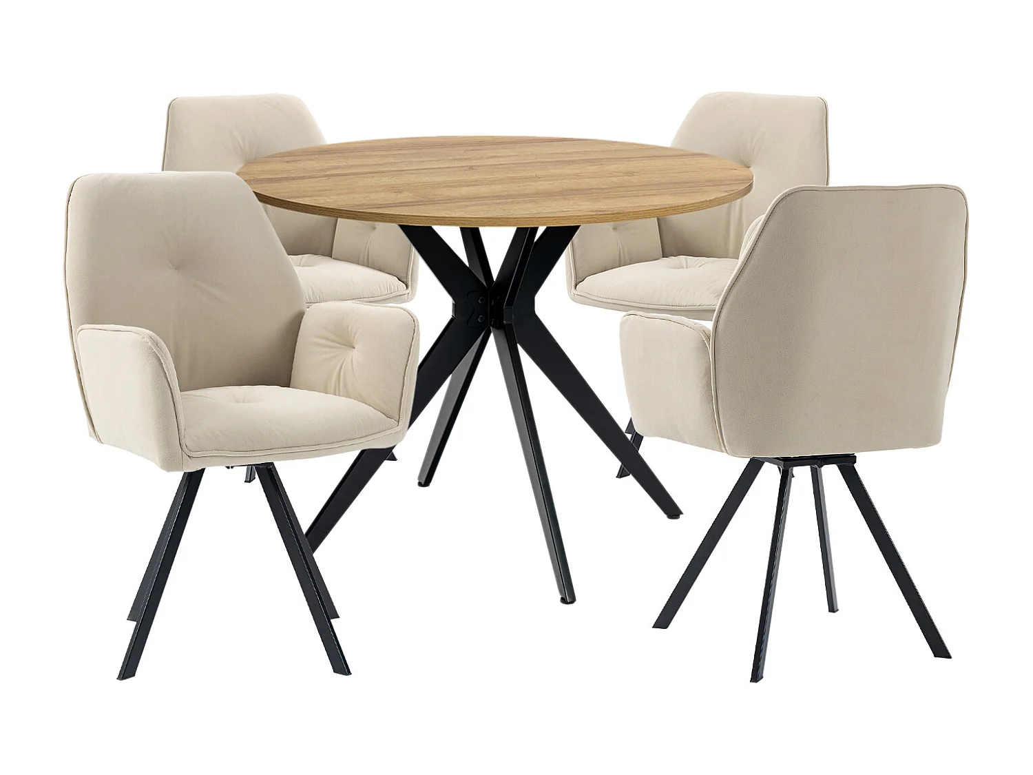 Ensemble de table à manger ronde avec 4 chaises, CLIFTOAKXSET