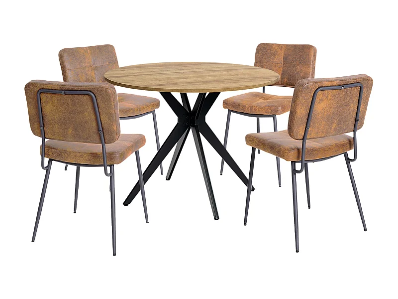 Ensemble de table à manger ronde avec 4 chaises, CLIFTOAKXSET