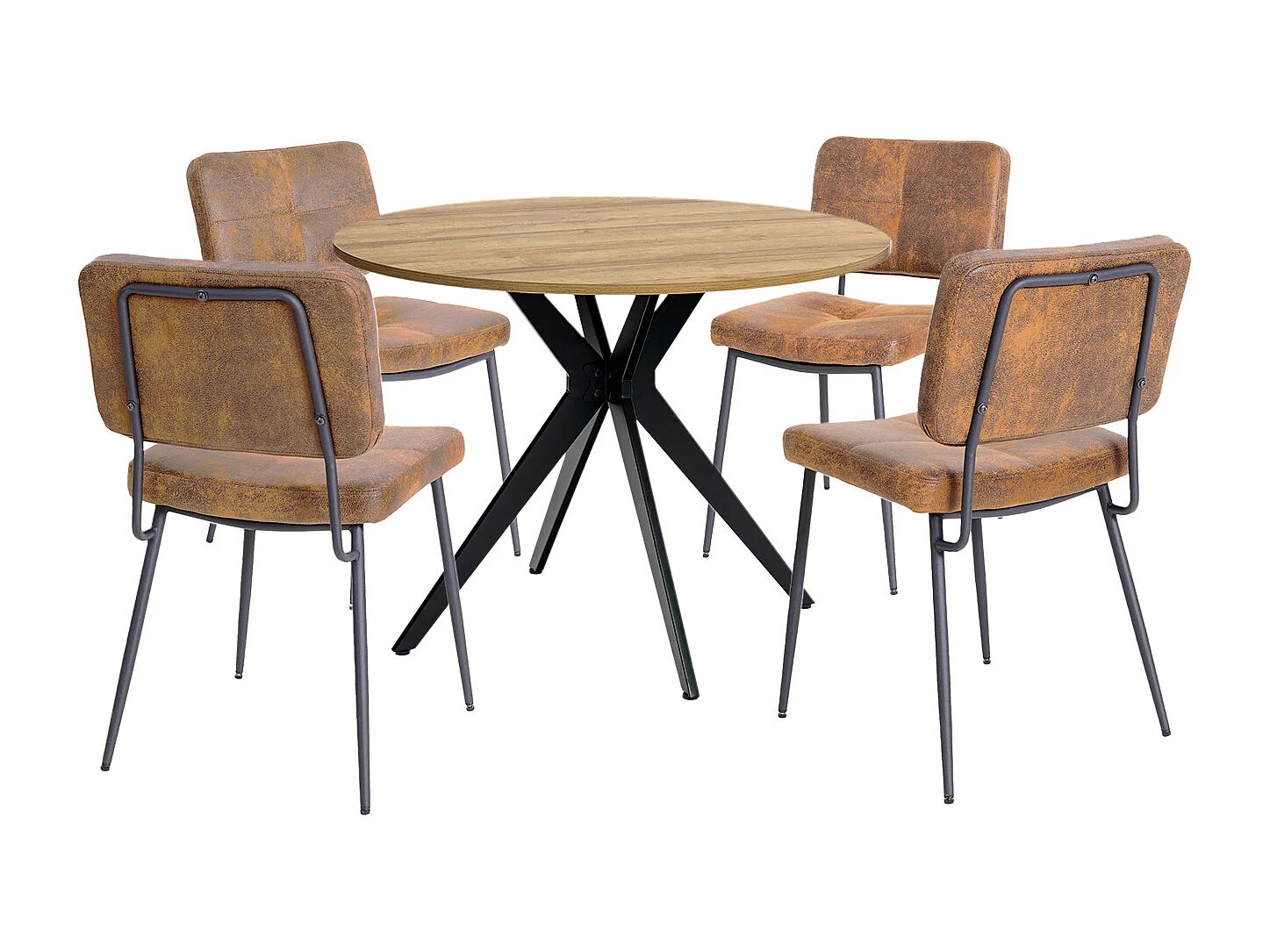 Ensemble de table à manger ronde avec 4 chaises, CLIFTOAKXSET