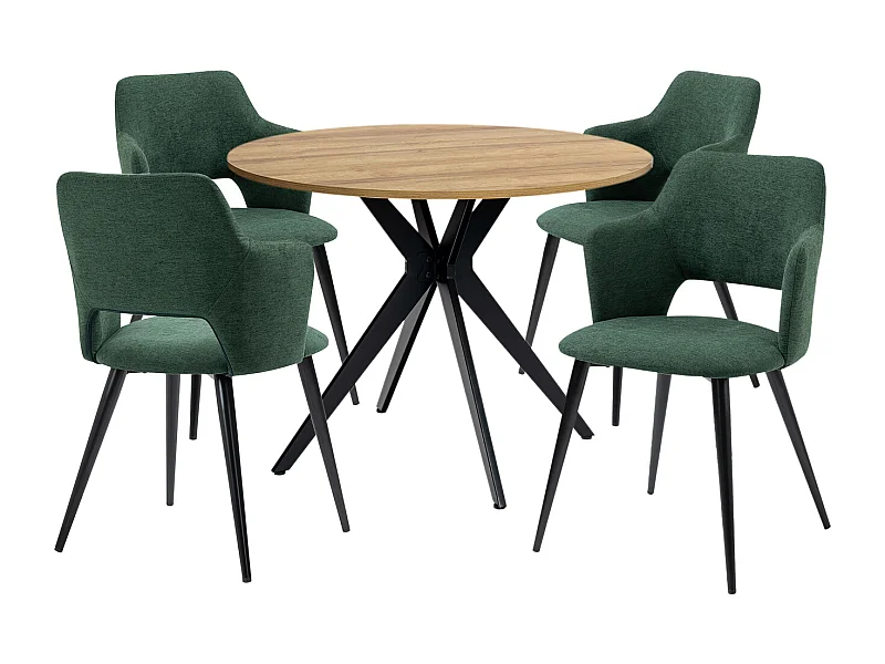 Ensemble de table à manger ronde avec 4 chaises, CLIFTOAKXSET