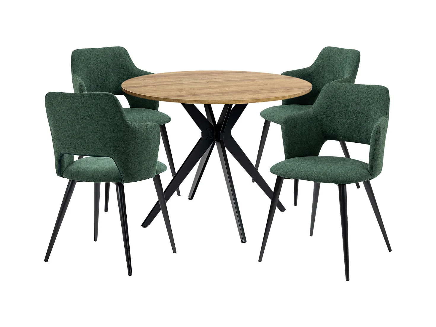 Ensemble de table à manger ronde avec 4 chaises, CLIFTOAKXSET