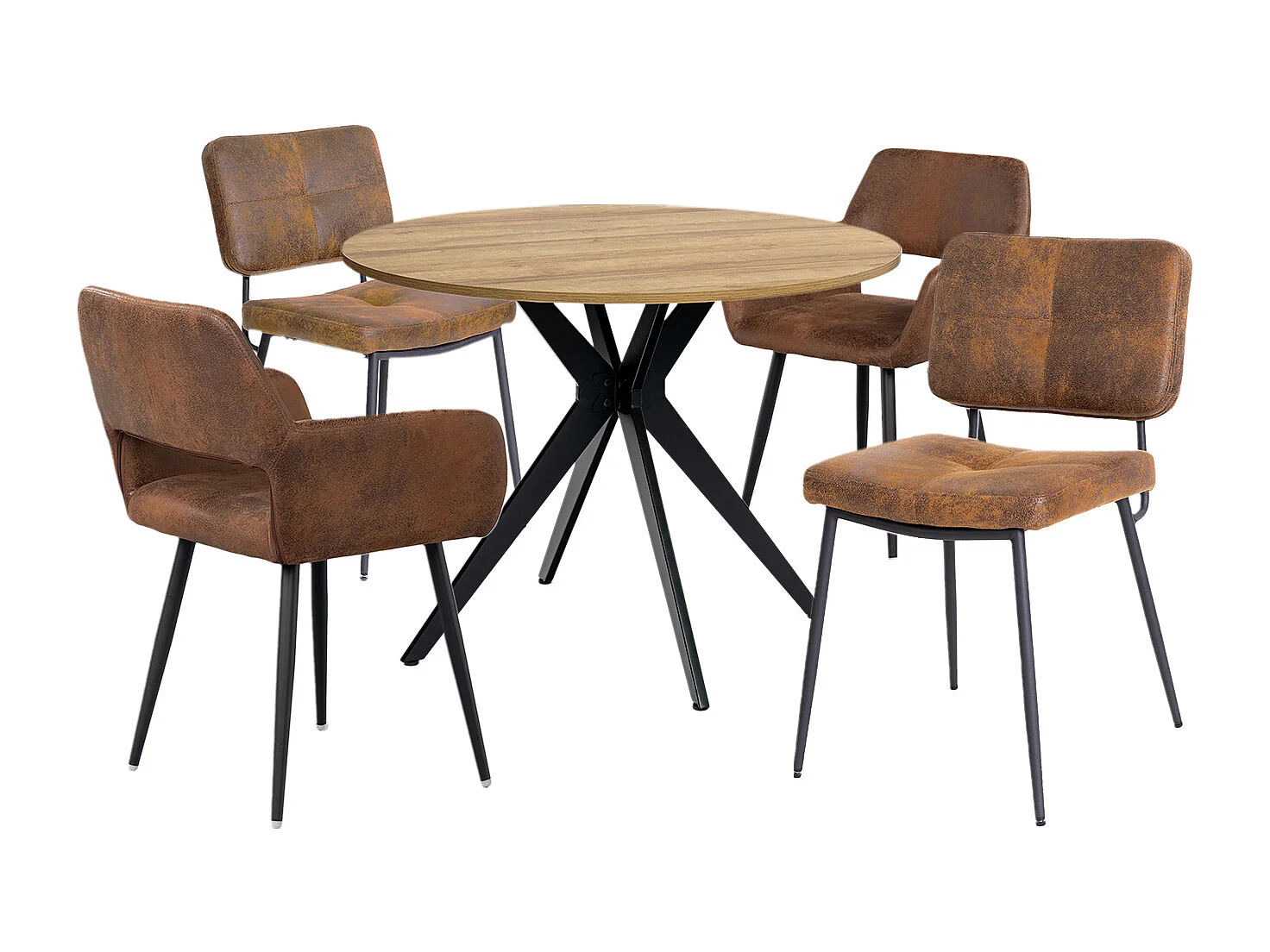 Ensemble de table à manger ronde avec 4 chaises, CLIFTOAKXSET