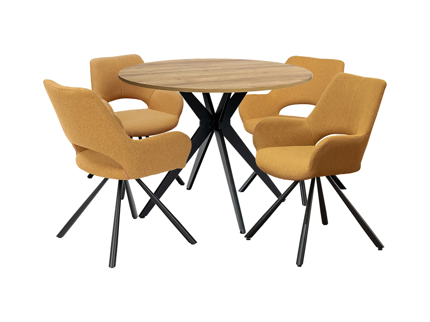 Ensemble de table à manger ronde avec 4 chaises, CLIFTOAKXSET