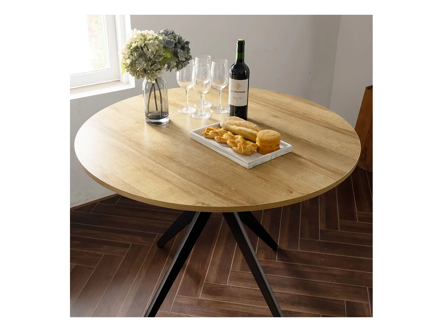 Ensemble de table à manger ronde avec 4 chaises, CLIFTOAKXSET