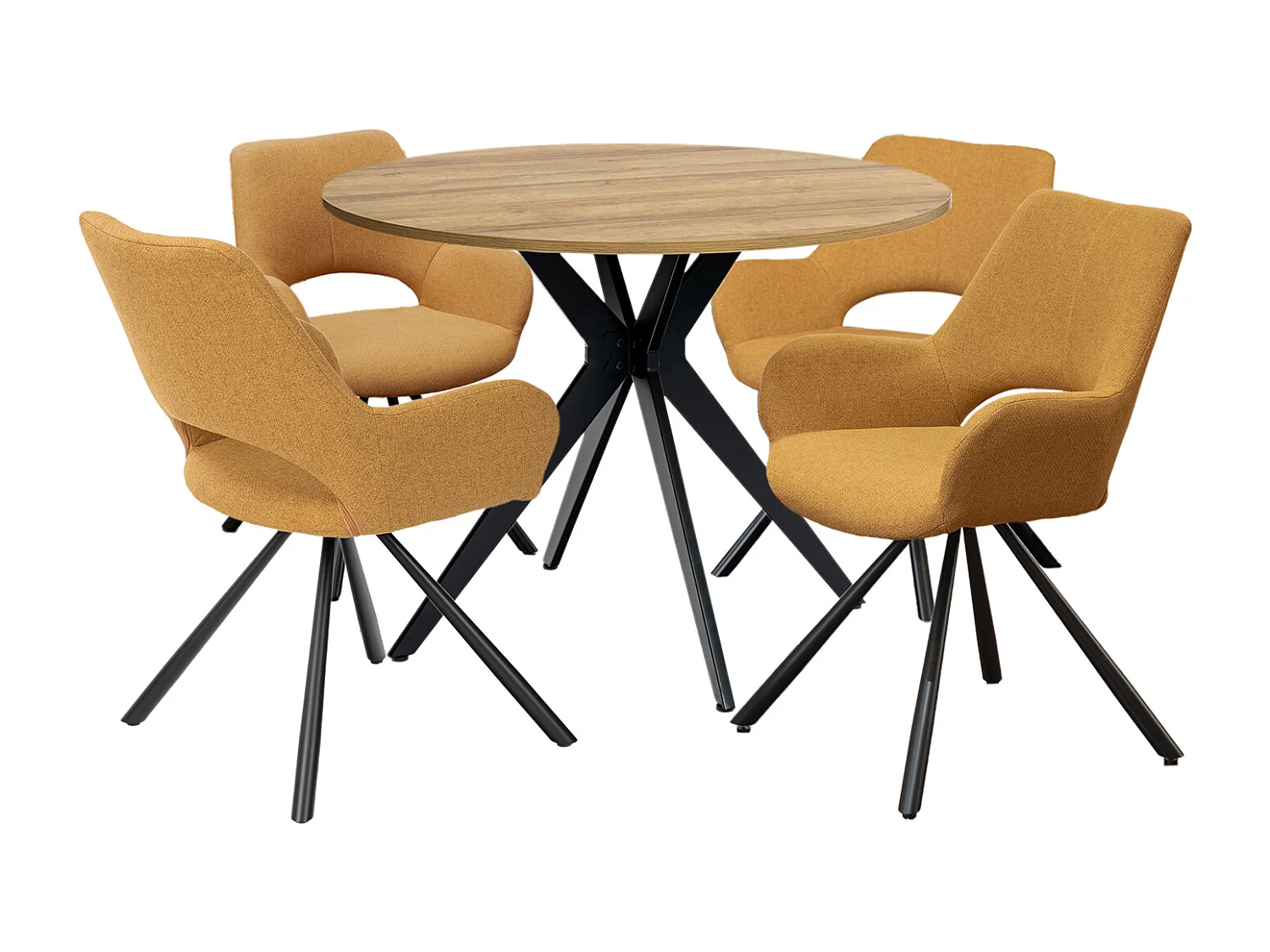 Ensemble de table à manger ronde avec 4 chaises, CLIFTOAKXSET