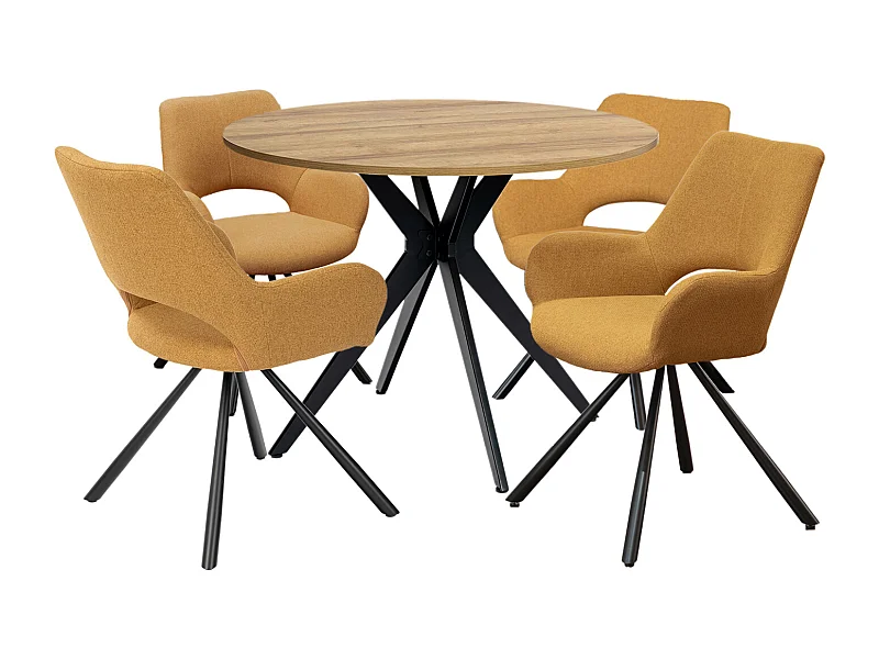 Ensemble de table à manger ronde avec 4 chaises, CLIFTOAKXSET