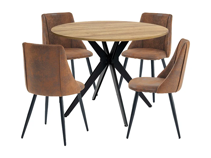 Ensemble de table à manger ronde avec 4 chaises, CLIFTOAKXSET