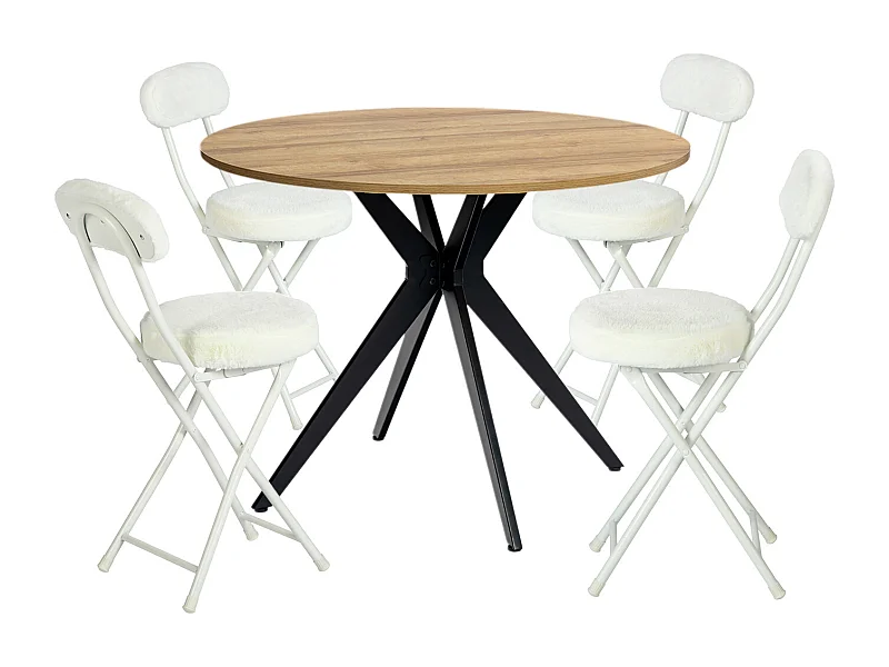 Ensemble de table à manger ronde avec 4 chaises pliantes, CLIFTOAKXSET