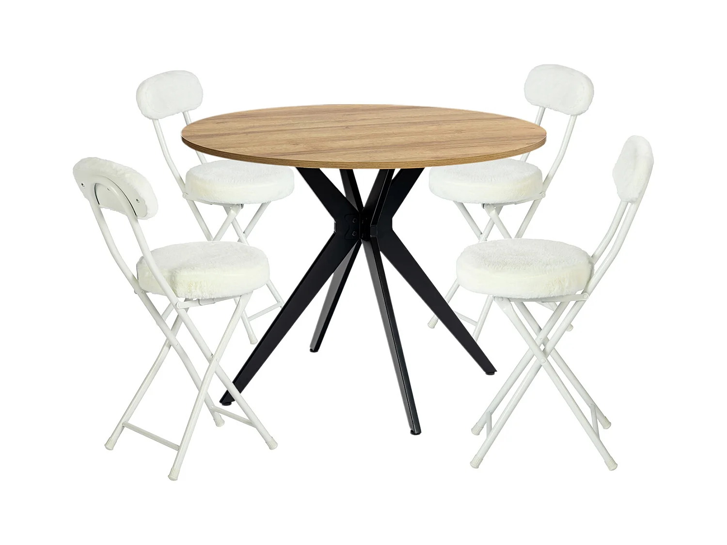 Ensemble de table à manger ronde avec 4 chaises pliantes, CLIFTOAKXSET