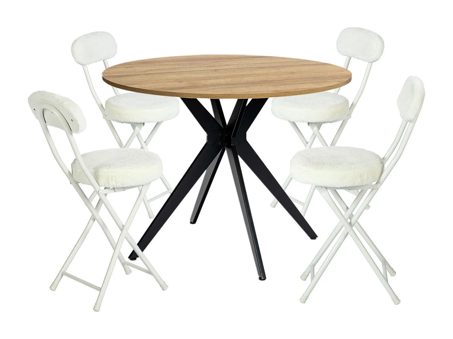 Ensemble de table à manger ronde avec 4 chaises pliantes, CLIFTOAKXSET
