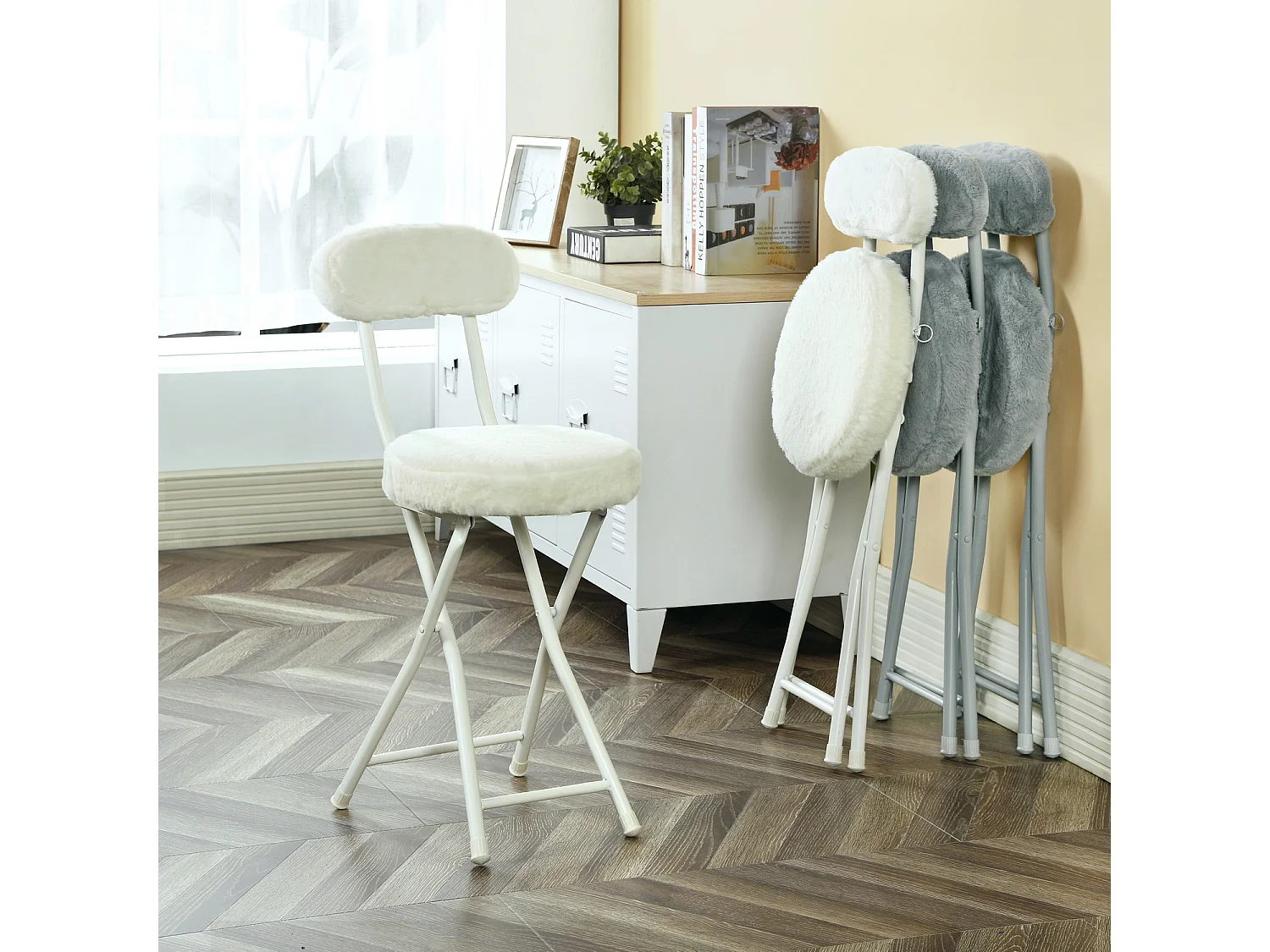 Ensemble de table à manger ronde avec 4 chaises pliantes, CLIFTOAKXSET