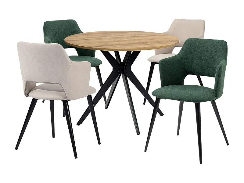 Ensemble de table à manger ronde avec 4 chaises, CLIFTOAKXSET