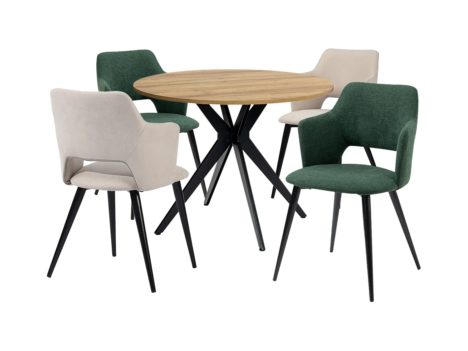 Ensemble de table à manger ronde avec 4 chaises, CLIFTOAKXSET