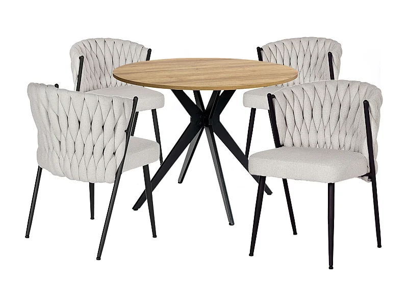 Ensemble de table à manger ronde avec 4 chaises, CLIFTOAKXSET