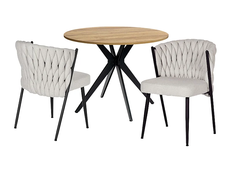 Ensemble de table à manger ronde avec 2 chaises, CLIFTOAKXSET3