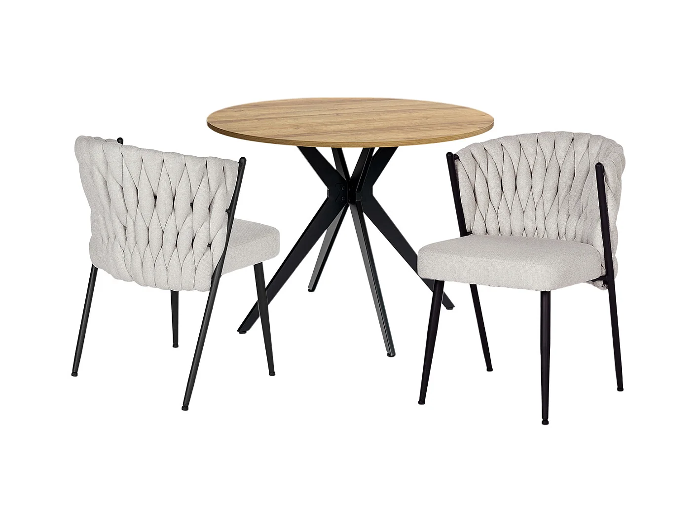 Ensemble de table à manger ronde avec 2 chaises, CLIFTOAKXSET3