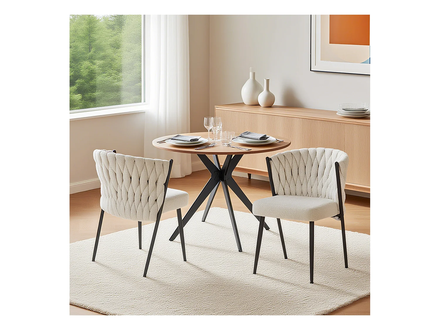 Ensemble de table à manger ronde avec 2 chaises, CLIFTOAKXSET3