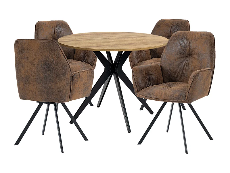 Ensemble de table à manger ronde avec 4 chaises, CLIFTOAKXSET