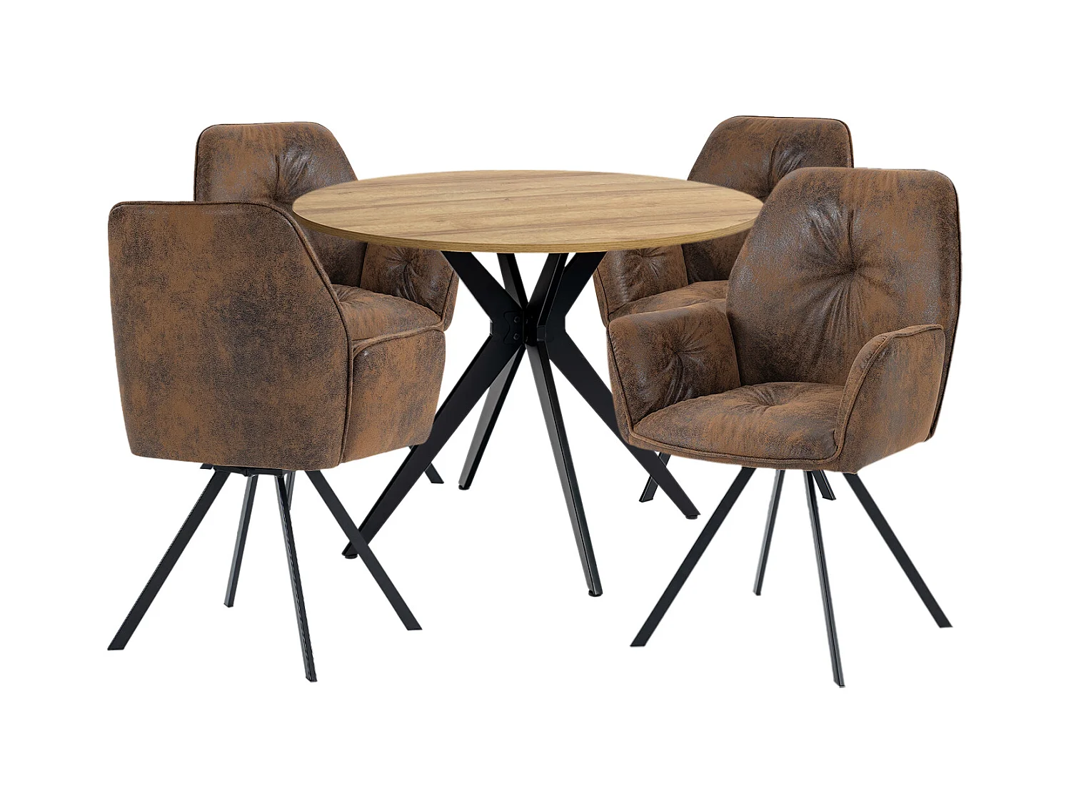 Ensemble de table à manger ronde avec 4 chaises, CLIFTOAKXSET