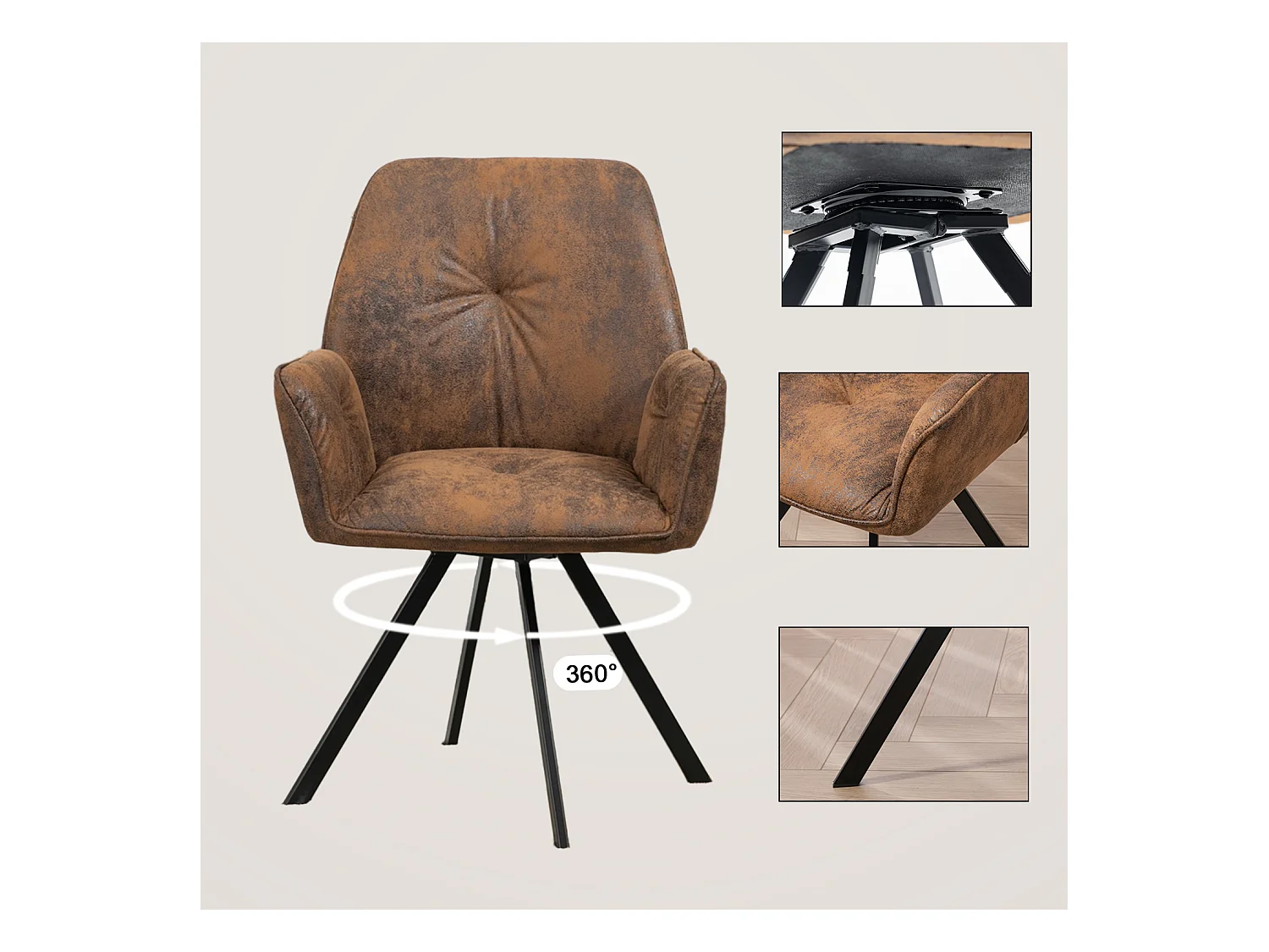 Ensemble de table à manger ronde avec 4 chaises, CLIFTOAKXSET