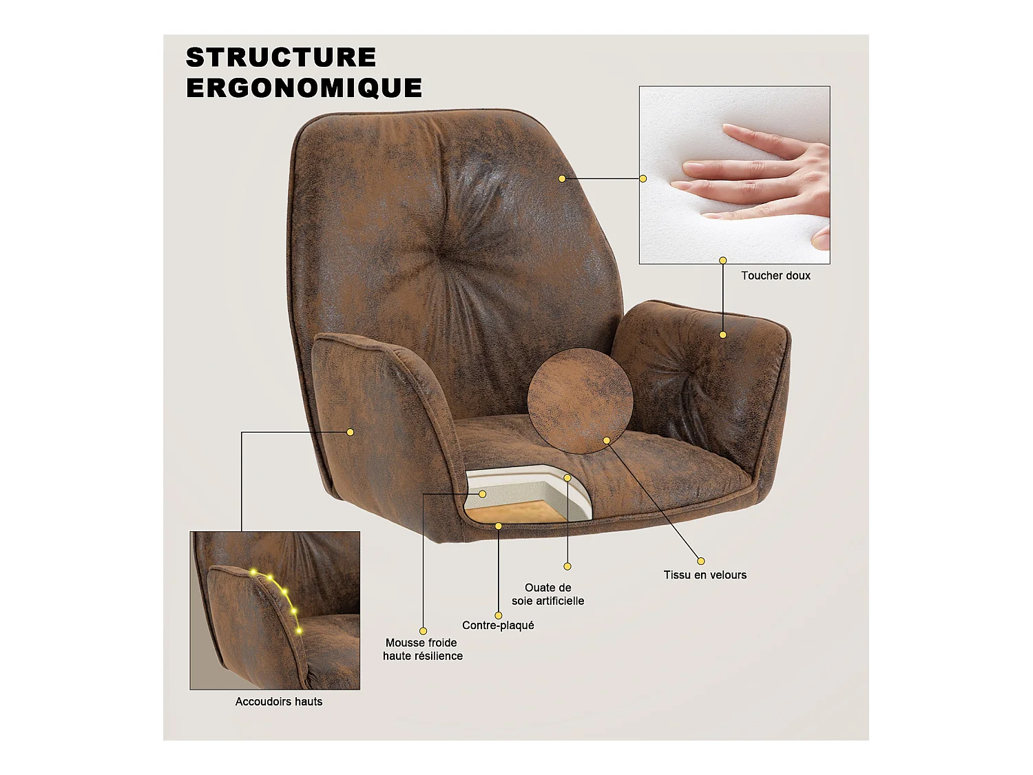 Ensemble de table à manger ronde avec 4 chaises, CLIFTOAKXSET