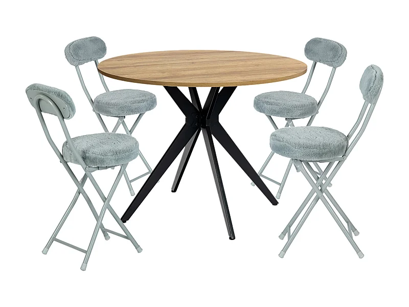 Ensemble de table à manger ronde avec 4 chaises pliantes, CLIFTOAKXSET