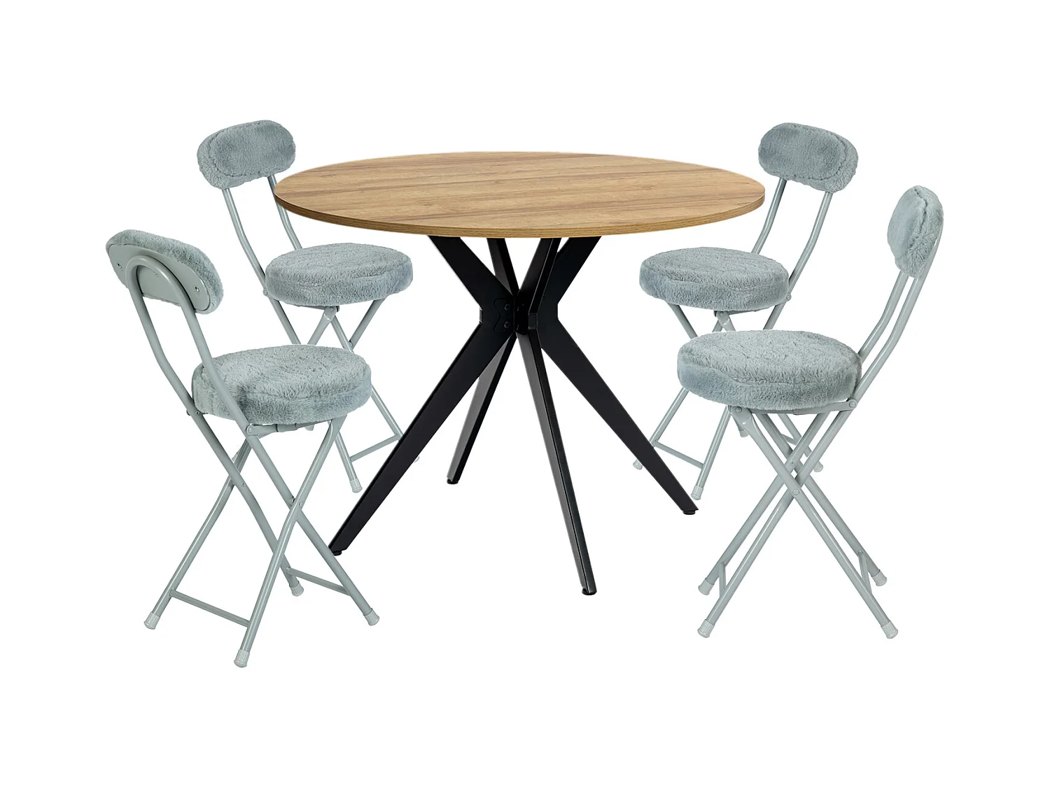 Ensemble de table à manger ronde avec 4 chaises pliantes, CLIFTOAKXSET