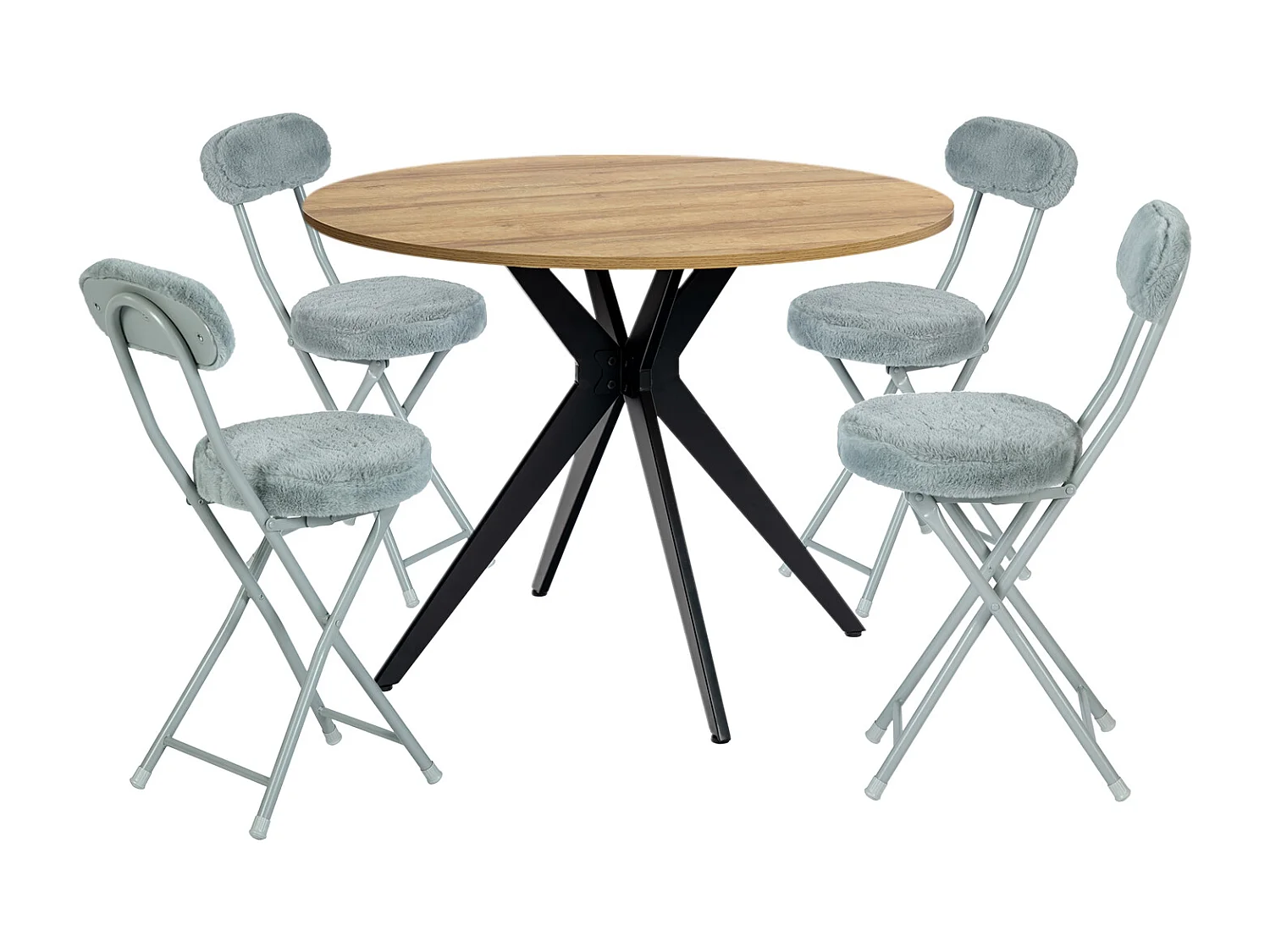 Ensemble de table à manger ronde avec 4 chaises pliantes, CLIFTOAKXSET