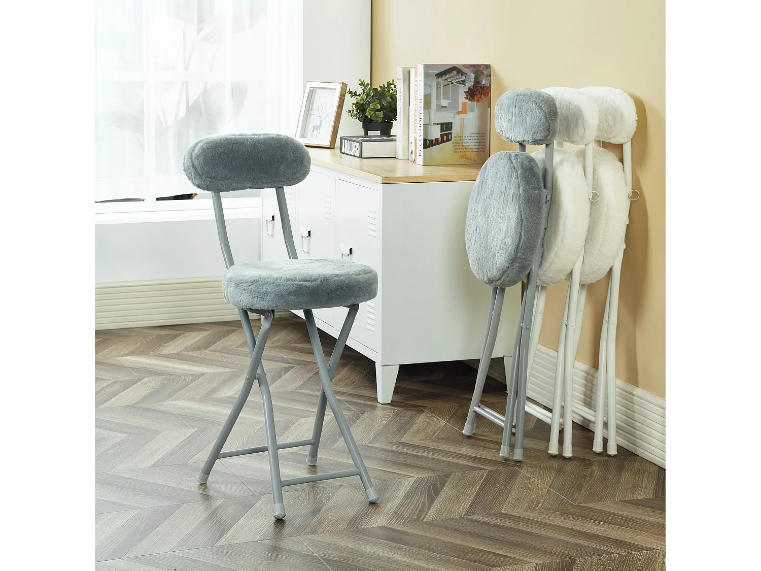 Ensemble de table à manger ronde avec 4 chaises pliantes, CLIFTOAKXSET