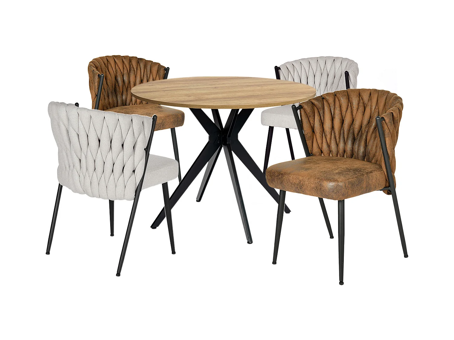 Ensemble de table à manger ronde avec 4 chaises, CLIFTOAKXSET