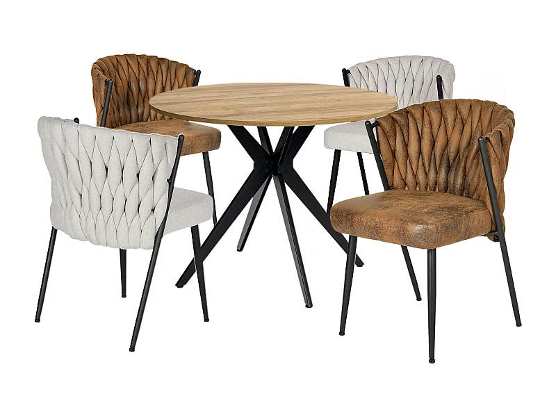 Ensemble de table à manger ronde avec 4 chaises, CLIFTOAKXSET
