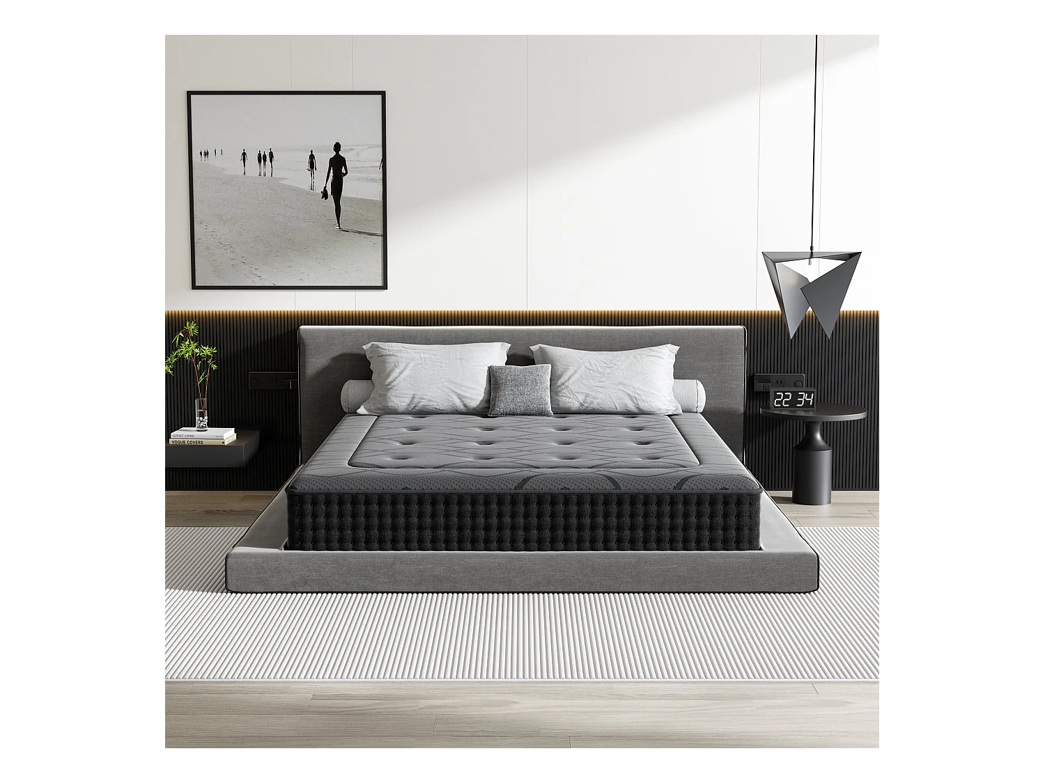 Matelas Ressorts 160x200 cm de Forme en Mousse et Ressorts, 30 cm Épaisseur