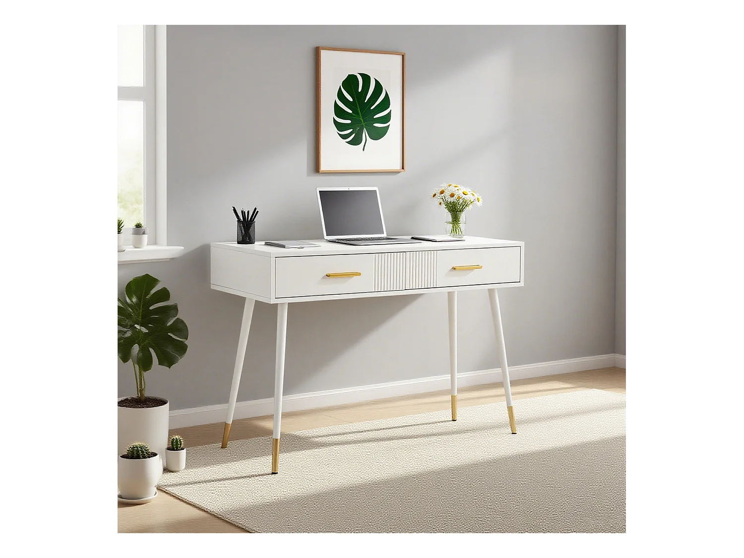 Bureau scandinave avec 2 tiroirs, ULTRAB OFFICE