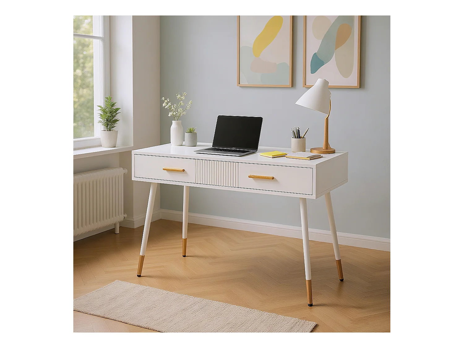 Bureau scandinave avec 2 tiroirs, ULTRAB OFFICE