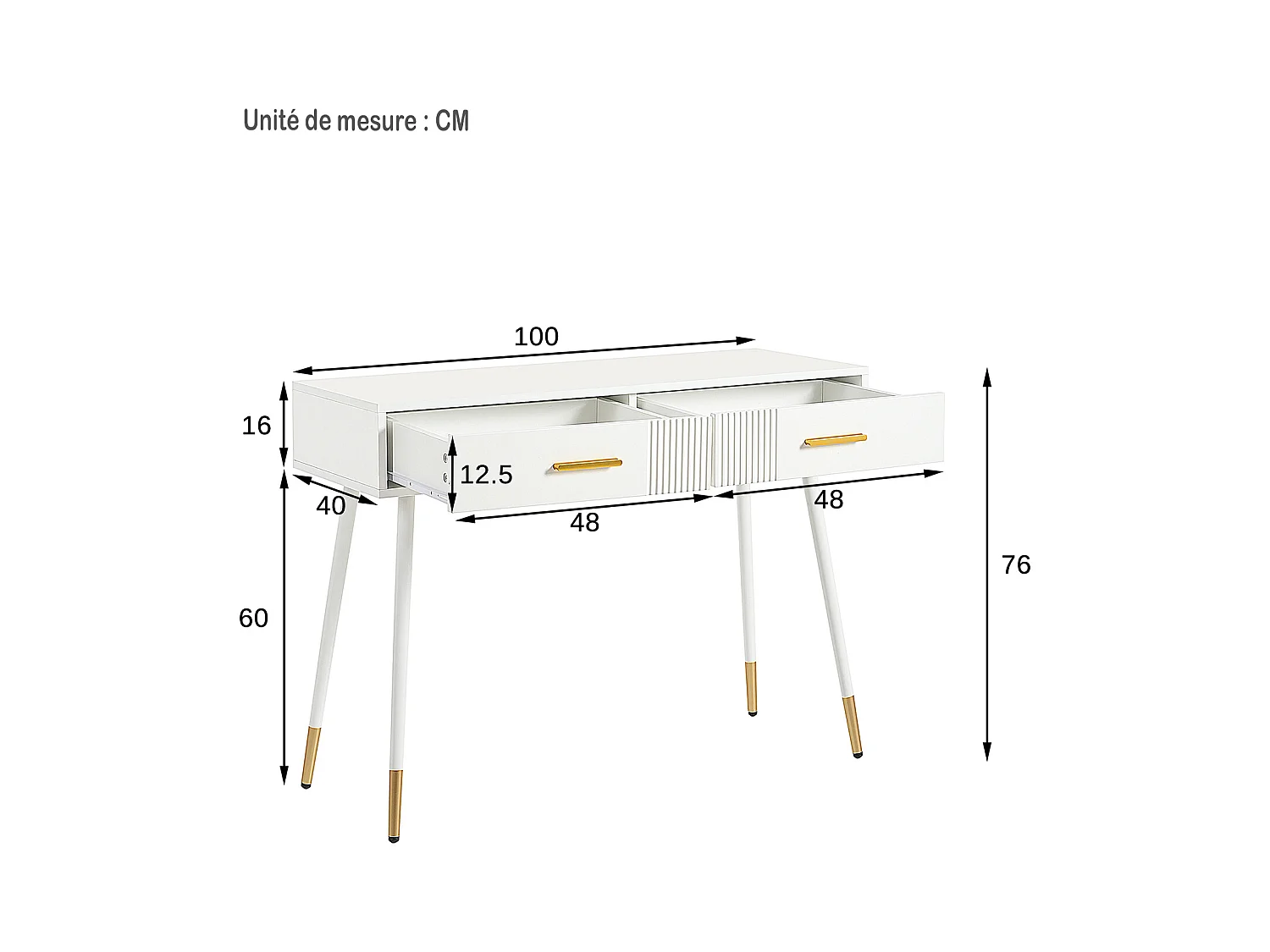 Bureau scandinave avec 2 tiroirs, ULTRAB OFFICE