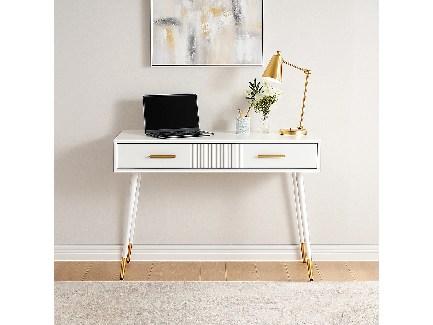 Bureau scandinave avec 2 tiroirs, ULTRAB OFFICE