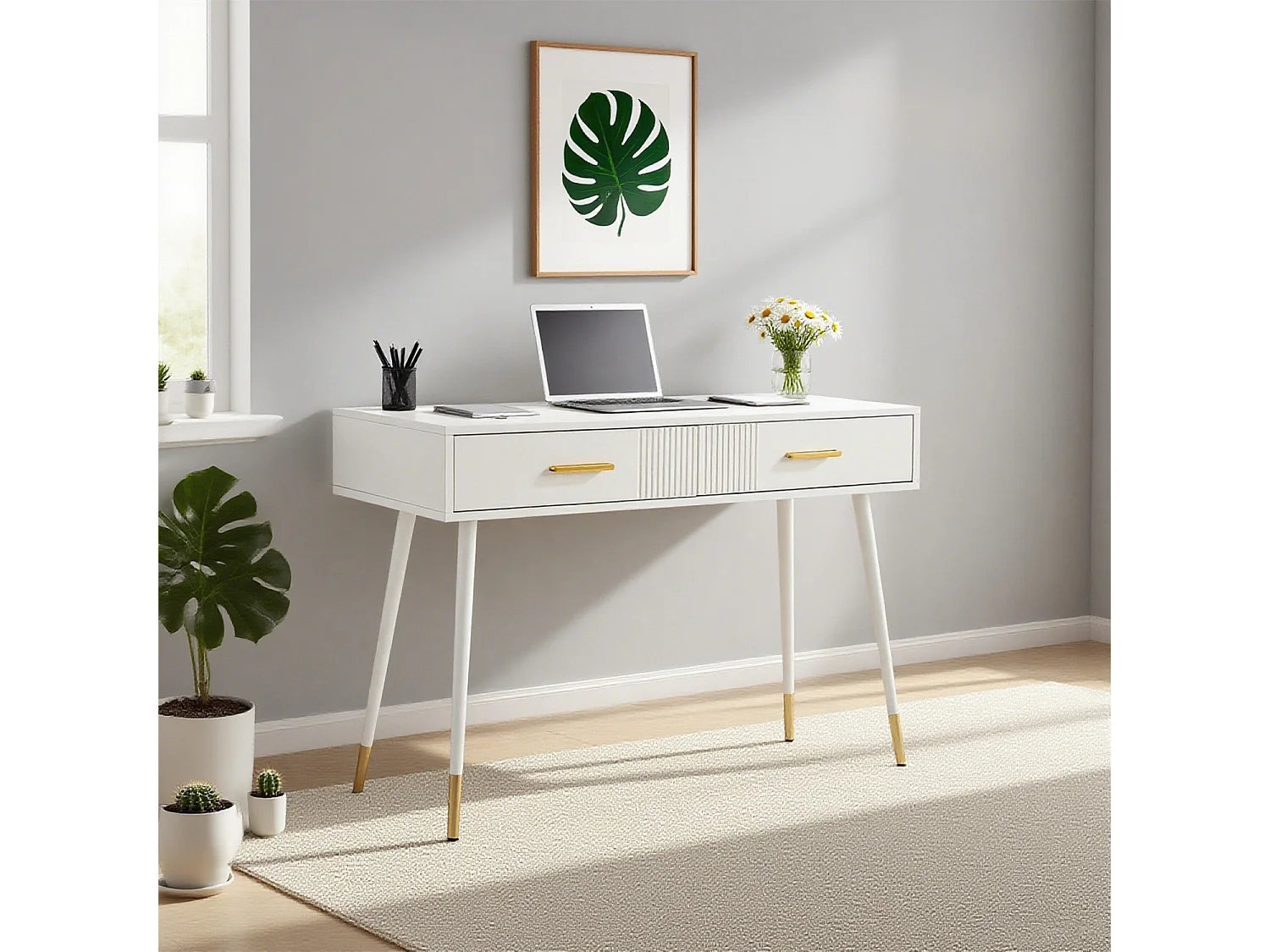 Bureau scandinave avec 2 tiroirs, ULTRAB OFFICE