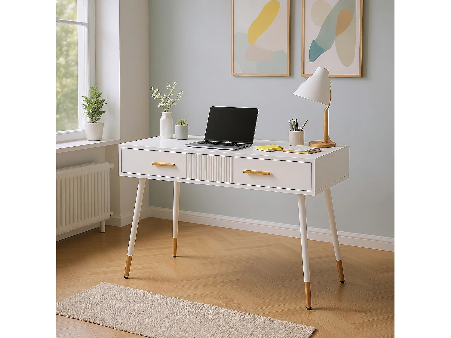 Bureau scandinave avec 2 tiroirs, ULTRAB OFFICE