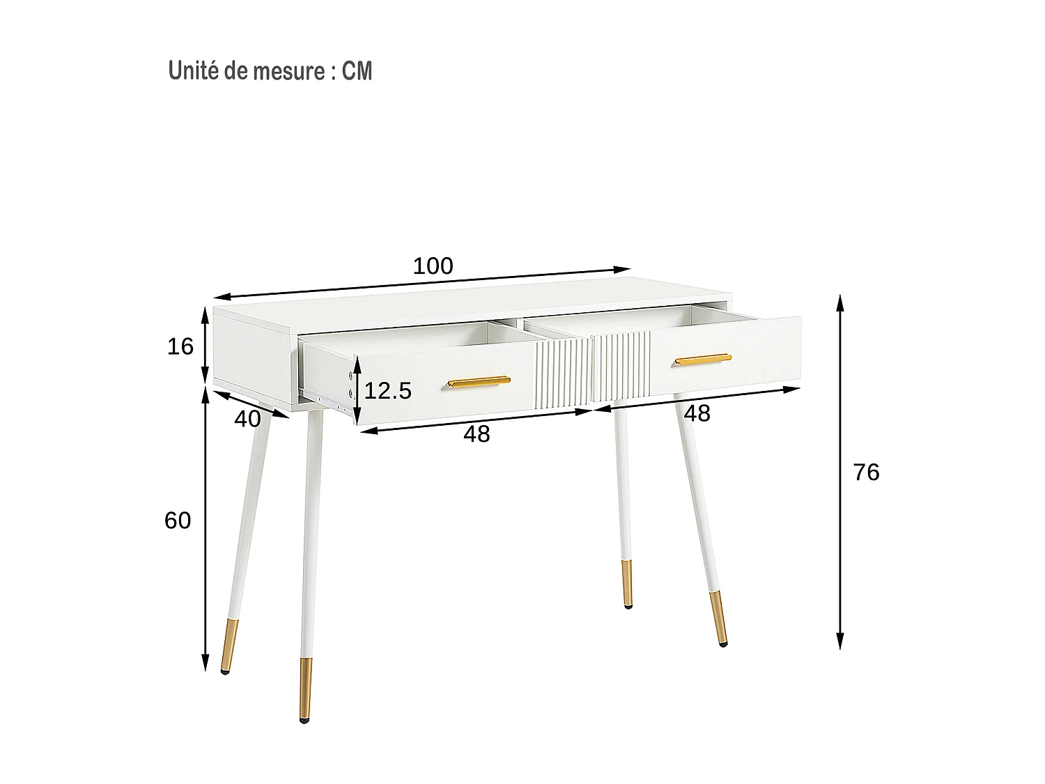 Bureau scandinave avec 2 tiroirs, ULTRAB OFFICE