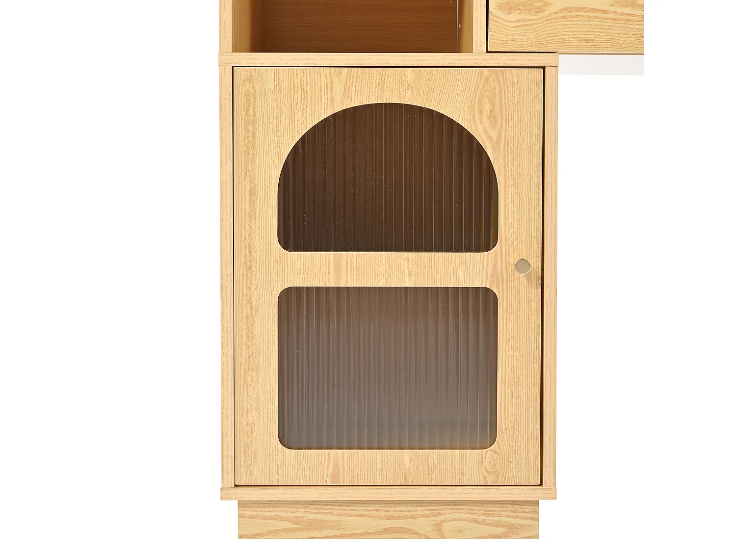 Coiffeuse en bois avec miroir LED, 3 tiroirs spacieux et 1 armoire latérale, couleur naturelle, 120 x 40 x 90 cm