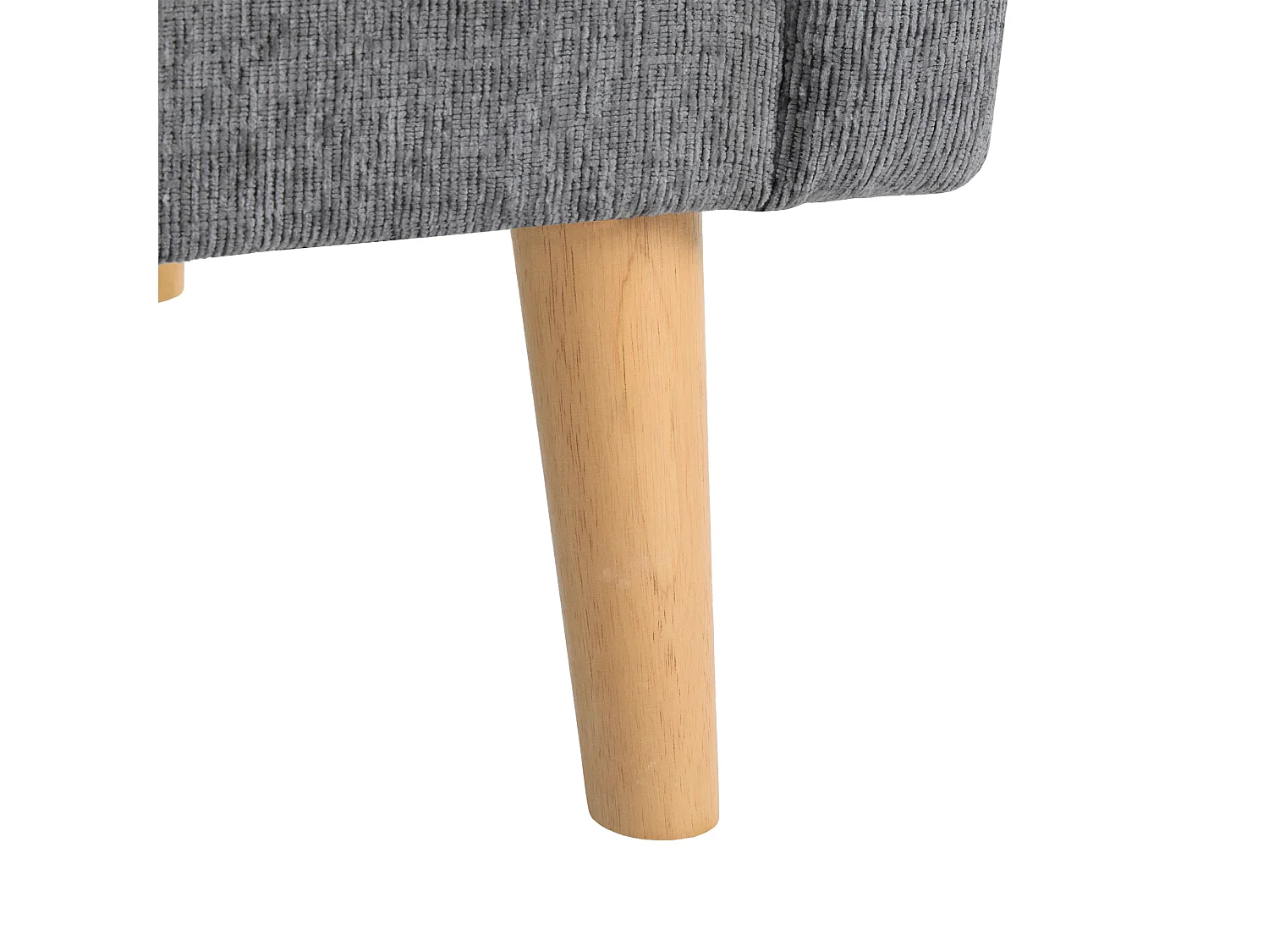 Canapé 2 places gris, tissu chenille, pieds en bois , 162x74x77cm