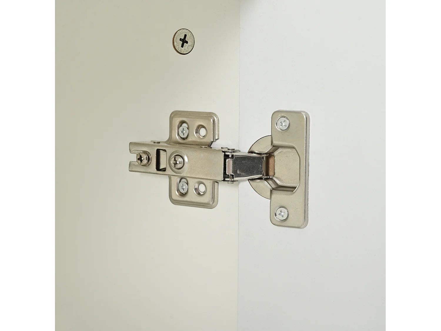 Buffet blanc avec 4 porte cintrée, style simple, peut être placé dans le salon, la salle à manger, le couloir