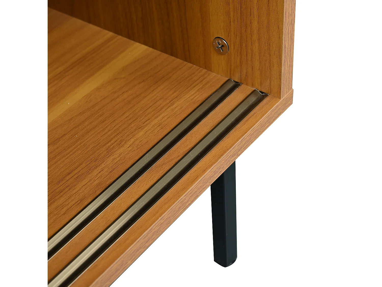 Buffet en noyer avec 2 portes coulissantes style rétro campagne 100x37x90cm