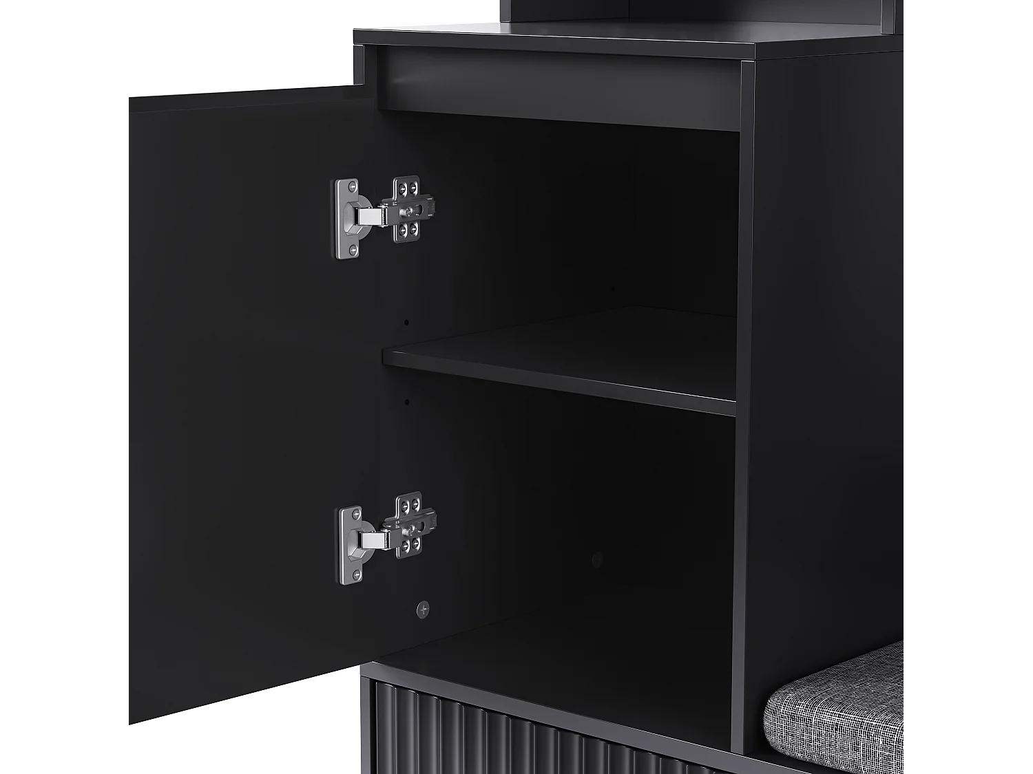 Vestiaire noir avec 1 porte, 2 tiroirs, 4 patères et 1 banc 100 x 35 x 180 cm