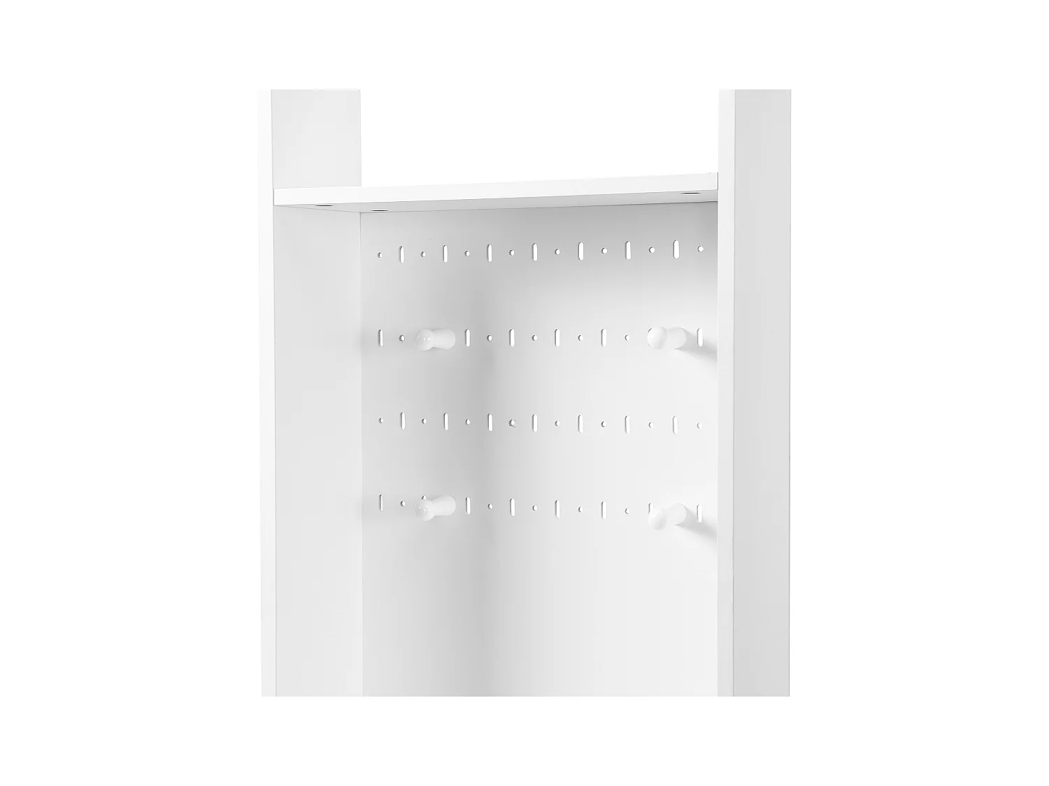 Vestiaire blanc avec 3 tiroirs, 1 porte, 4 crochets et panneau perforé, 100 x 35 x 180 cm